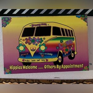 Earthbound Hippy Bus “Hippies Welcome …. Others By Appointment” Painting